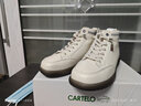 卡帝乐鳄鱼（CARTELO）潮牌断码真皮高帮鞋女2025秋冬季加绒新款百搭平底运动休闲鞋女潮 米灰 38 实拍图