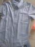 曼卡龙 短袖衬衫男士夏季新款纯色衫男韩版修身商务休闲男士免烫衬衣 73短袖蓝色 165/M 实拍图