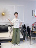 芭奥伯又酷又飒的女童装2024新款洋气儿童秋装卫衣大童秋季潮酷穿搭上衣 绿色 春夏套装 160 cm 晒单实拍图