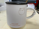 瓷秀源马克杯带盖带勺牛奶杯子陶瓷创意水杯女咖啡杯欧式情侣杯 小金猫-D款 实拍图