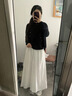 冶芷白色半身裙女2025年新款高腰a字显瘦春秋薄款中长款小个子百褶裙 白色半身百褶长裙 S 实拍图