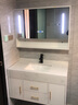 遇晨轻奢大理石浴室柜岩板一体盆洗手盆柜组合卫生间智能镜洗手洗漱台     包安装 可免费升级抽拉龙头 B100白色大理石下挂智能镜款 实拍图