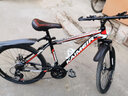 铠美尔自行车成人男女山地车 儿童中学生双碟刹变速非公路车单车 六刀黑蓝色 26寸21速高配【适合160-185CM】 实拍图