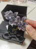 案妆七夕发夹女韩国盘发大号弹簧夹水晶镶钻花朵发饰品马尾发卡子 紫色(送礼盒) 实拍图