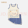 棉花堂宝宝背心套装男童夏装女童洋气儿童衣服2024新款休闲萌卡通lb 灰蓝小熊 90cm 实拍图