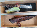 煌利 户外装备工具小刀具大马士革钢刀子防身多功能登山用品荒野外求生刀随身花纹钢瑞士军士刀一体龙骨直刀 荣耀大马士革款+皮套 实拍图