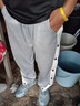 柏斐荻休闲裤男夏季工装裤男全开排扣裤休闲篮球运动出场纽扣裤 灰色 L 实拍图