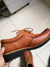 劳克士春季头层牛皮休闲皮鞋男英伦商务工装鞋低帮上班透气男鞋手工鞋 浅棕 39 实拍图