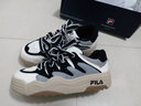 斐乐（FILA）斑斓鞋ROSETTA女鞋板鞋新款面包厚底鞋复古休闲鞋 雪白/黑-SB 38.5 实拍图