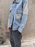 择肯春季帅气工装拼接2021年复古宽松韩版休闲夹克百搭潮流牛仔外套男 蓝绿 XL【145斤左右】 实拍图