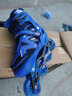 聪捷溜冰鞋儿童全套装男童女童男孩女孩专业轮滑鞋滑冰旱冰初学者直排 蓝色【全闪】背包护具头盔大礼包 L 大码37-42（适合平时36-42） 实拍图