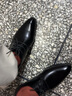 YDL款尖头皮鞋男韩版春季 格子商务休闲鞋上班正装英伦发型师内增高婚鞋青年 . A15经典黑色(内增高) 40 实拍图