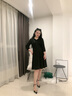 莎妮朵罗大码女装胖mm新款连衣裙200斤夏黑色中袖收腰雪纺黑色连衣裙15725 黑色 2XL 建议120-140斤穿着 实拍图