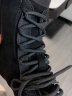 日着原创设计师品牌女鞋冬季新款黑色平底绑带女式加绒短靴马丁靴女 黑色 35 实拍图