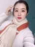 莱维森 围巾女长款披肩秋冬季学生情侣仿羊绒流苏保暖拼色围脖节日礼盒 双色贴标 米+焦糖色 普通装 实拍图