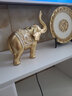 冰石美大象摆件现代家居装饰品欧式客厅酒柜电视柜摆设工艺品开业礼物 金色大象一对+小号珍珠圆盘 实拍图