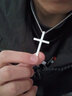 奥斯坦汀十字架项链男高级设计感潮流钛钢情侣吊坠刻字情人节礼物送男生友 钢色（免费刻字） 中号(配链约50CM) 实拍图