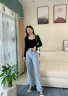马迪安 牛仔裤女宽松薄款2023春秋季新款高腰直筒拖地垂感阔腿老爹裤潮 浅蓝常规长裤 S 【80-95斤】 实拍图
