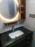 慈安悦（cianyue）浴室柜组合实木陶瓷一体盆卫生间洗手台洗脸盆洗漱台卫浴柜组合 深空灰圆镜加边柜/一体陶瓷 100cm 实拍图