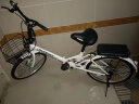 凤凰（Phoenix）折叠自行车成人学生代步车儿童学生青少年自行车轻便变速通勤车 标配白丨辐条轮单速+可折叠+礼包 22寸【适合145-180cm】 实拍图