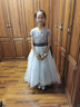 小咔衣浓儿童礼服公主裙花童婚纱小女孩生日主持人高端女童钢琴演出服夏季 灰色长款无袖01-C2 160 实拍图