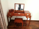 虎大师红木家具非洲花梨（学名：刺猬紫檀）小户型中式化妆梳妆台卧室收纳柜带镜子 A款梳妆桌配凳子（不带储物格） 实拍图