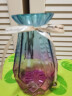 FOOJO 北欧竖纹玻璃花瓶 插花摆件玻璃瓶 水培植物透明花瓶花器 钻石款-渐变蓝 实拍图