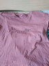 珞妮纯棉短袖t恤女V领2025新款夏季体恤韩版宽松女装百搭半袖上衣潮  紫色 英文 3XL 建议140-160斤 实拍图