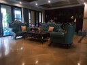 伯爵华府 沙发 欧式沙发组合 客厅实木真皮沙发雕花大户型 欧美别墅沙发 HT-8052沙发/单人位(蓝绿) 实拍图