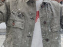 季言重磅短款工装做旧衬衫外套男春秋厚款长袖美式复古军旅风黑色上衣 灰色 S 实拍图