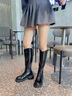 狄德拉大码女靴41一43长筒靴女秋冬厚底粗腿骑士靴胖mm大筒围v口高筒靴 黑色单里(加肥筒) 39 (245mm) 标准码 实拍图