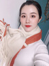 莱维森 围巾女长款披肩秋冬季学生情侣仿羊绒流苏保暖拼色围脖节日礼盒 双色贴标 米+焦糖色 普通装 实拍图