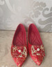 奈驷中式婚鞋女平底大红色秀禾服鞋女龙凤水钻平底方扣结婚礼鞋子龙凤水钻浅口孕妇新娘鞋大码41敬酒红鞋 红色秀禾方扣款 38 实拍图
