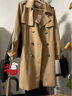 OUHEN品牌女装中长款风衣女2024春秋新款修身小个子显高气质英伦风外套 卡其色 M 80-108斤左右 实拍图