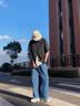 OEMG 夏季薄款冰丝垂感衬衫男韩版潮流大码学生七分袖百搭上衣外套 黑色 L [建议105-120斤] 实拍图