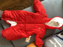 童泰秋冬季加厚婴儿衣服3月-2岁宝宝夹棉对开拉链连帽外出连体哈衣 红色 73cm 实拍图