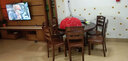 贝特森 餐桌 实木餐桌椅组合 现代中式带转盘大圆桌餐厅家具 【胡桃色/海棠色/茶色】可选 一桌六椅配转盘（1.2/1.3m）可选 实拍图
