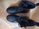 跨足行【牛皮】马丁靴男士秋冬季英伦高帮皮鞋增高黑色透气大码中帮皮靴 黑色8孔高帮【四季款】 44 码（=运动鞋45） 实拍图