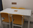 小镇壹号 餐桌简约家用小户型吃饭桌铁艺钢化玻璃餐桌椅组合 100*60白玻璃+B款4黄椅子 实拍图