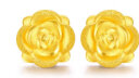 周六福黄金耳钉女3D硬金玫瑰花足金耳钉定价AD090254 约1.15g 一对  实拍图