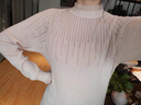 歌米拉 羊毛衫女薄款毛衣宽松内搭新款春秋蕾丝长袖针织衫女上衣打底衫 米白 M 实拍图