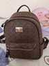 曼兹威双肩包女新款韩版女士字母印花背包学生个性书包宝妈旅行双肩背包 咖啡色—大号 实拍图