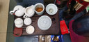 茶盘茶台茶托盘竹制密胺干泡盘功夫茶具盘储水排水茶字小号长方 长方储排双用(胡桃+仙鹤)-密胺黑 实拍图