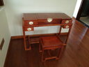 虎大师红木家具非洲花梨（学名：刺猬紫檀）小户型中式化妆梳妆台卧室收纳柜带镜子 A款梳妆桌配凳子（不带储物格） 实拍图