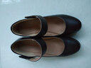 红蜻蜓女鞋 中老年浅口真皮皮鞋女中粗跟防滑妈妈鞋单鞋 棕色 35 实拍图