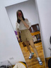 欧贝汐雪纺上衣女2025夏季新款韩版百搭荷叶边圆点短袖衬衫女装雪纺衫 杏色 M 实拍图