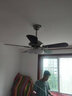 格兰路 地中海吊扇灯餐厅不锈钢电灯两用客厅带吊灯一体厨房电风扇灯扇 蓝色木叶 变频5档52寸遥控 实拍图