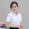罗蒙短袖棉衬衫女夏季商务职业工装纯色正装工作服v领白衬衣 白色 35 实拍图