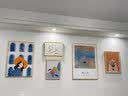 莫小邪莫奈客厅装饰画北欧风小众组合壁画原木风沙发背景墙挂画北欧抽象 莫小邪2842 小组合五联画9㎜布纹膜黑边 实拍图