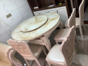 谜城静静 欧式餐桌椅组合实木大理石伸缩折叠小户型圆桌方形多功能饭桌 餐桌+四皮椅 1.35M 实拍图